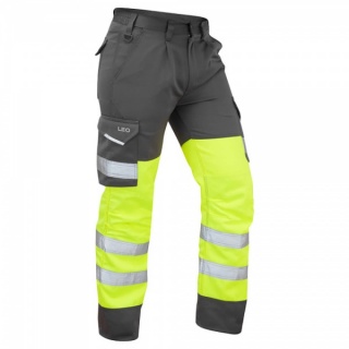 Leo Workwear CT01-Y/GY Superior CargoHi VisTrousers Yellow/Grey